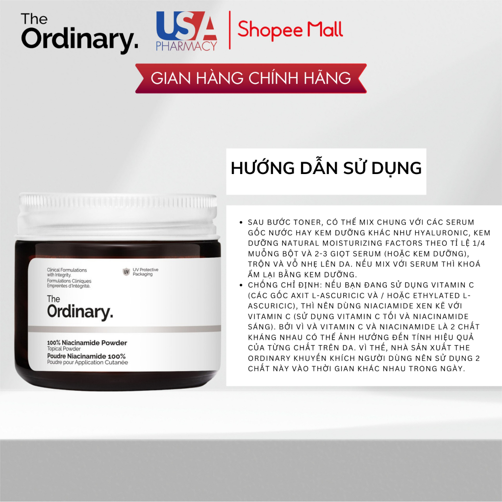 Bột The Ordinary100% Niacinamide Powder mờ thâm, sáng da 20gram