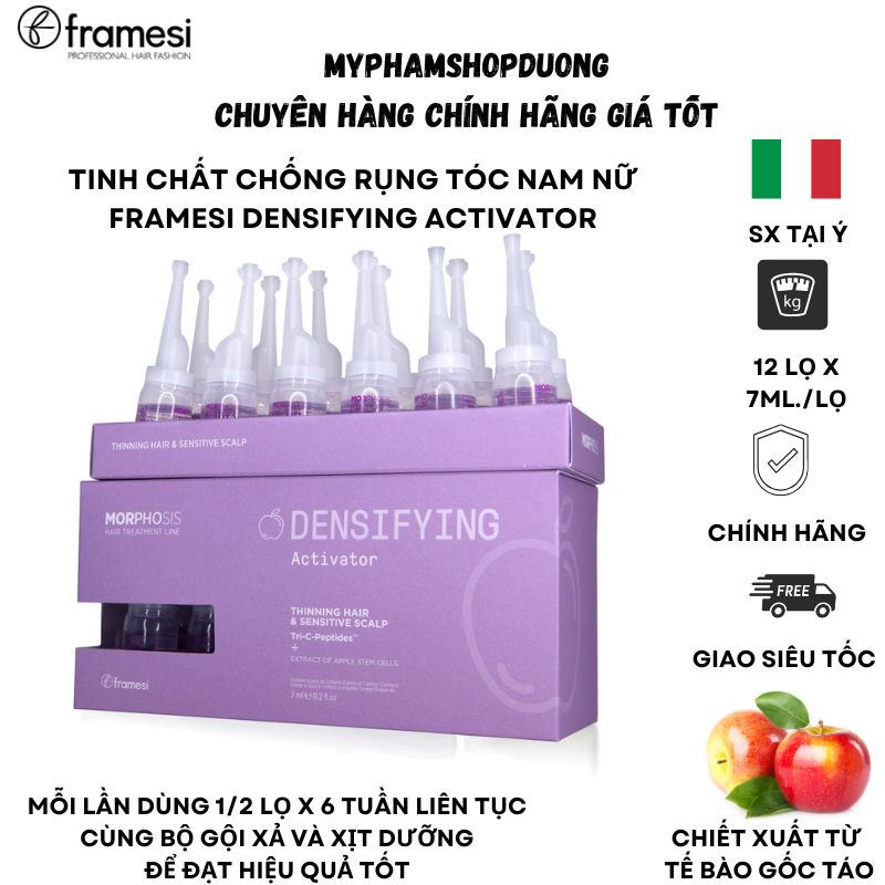 Tinh dầu chống rụng mọc tóc Framesi Morphosis 2 loại cho tóc nam và nữ Densifying - Reinforcing Activator 12x7ml