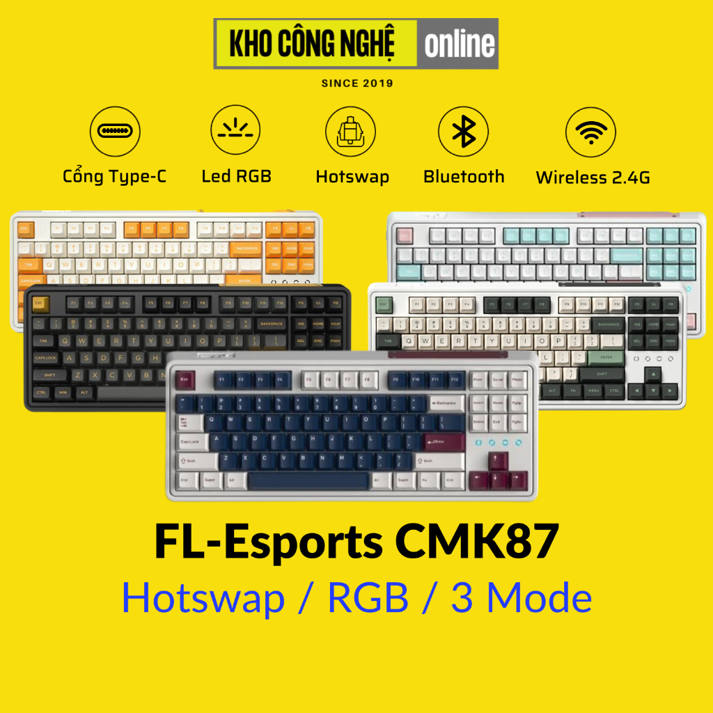 CMK87 - Bàn phím cơ FL-Esports CMK87 Metal Heart / Polar Night / Yellow White / Marshmallow / Tropical Forest