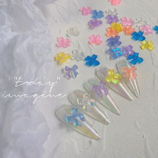 Set 30 charm nơ nhựa, Charm nơ trong suốt trang trí móng