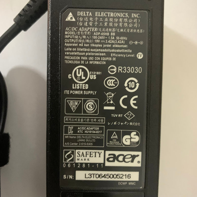 Sạc laptop Acer 19V-3.42A-65W Zin đầu to Acer Travelmate Acer Emachines adapter kèm dây nguồn - Zenlaptop