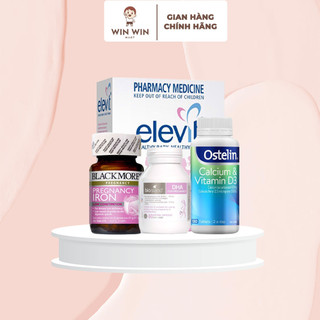 Combo bầu úc - bộ tứ vitamin úc - elevit bầu, canxi bầu ostelin, dha bầu bioisland, sắt bầu blackmores