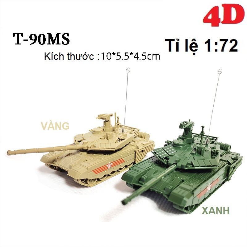 Mô hình lắp ráp MHQS tỉ lệ 1:72 T90 MS và T14 Armata hãng 4D