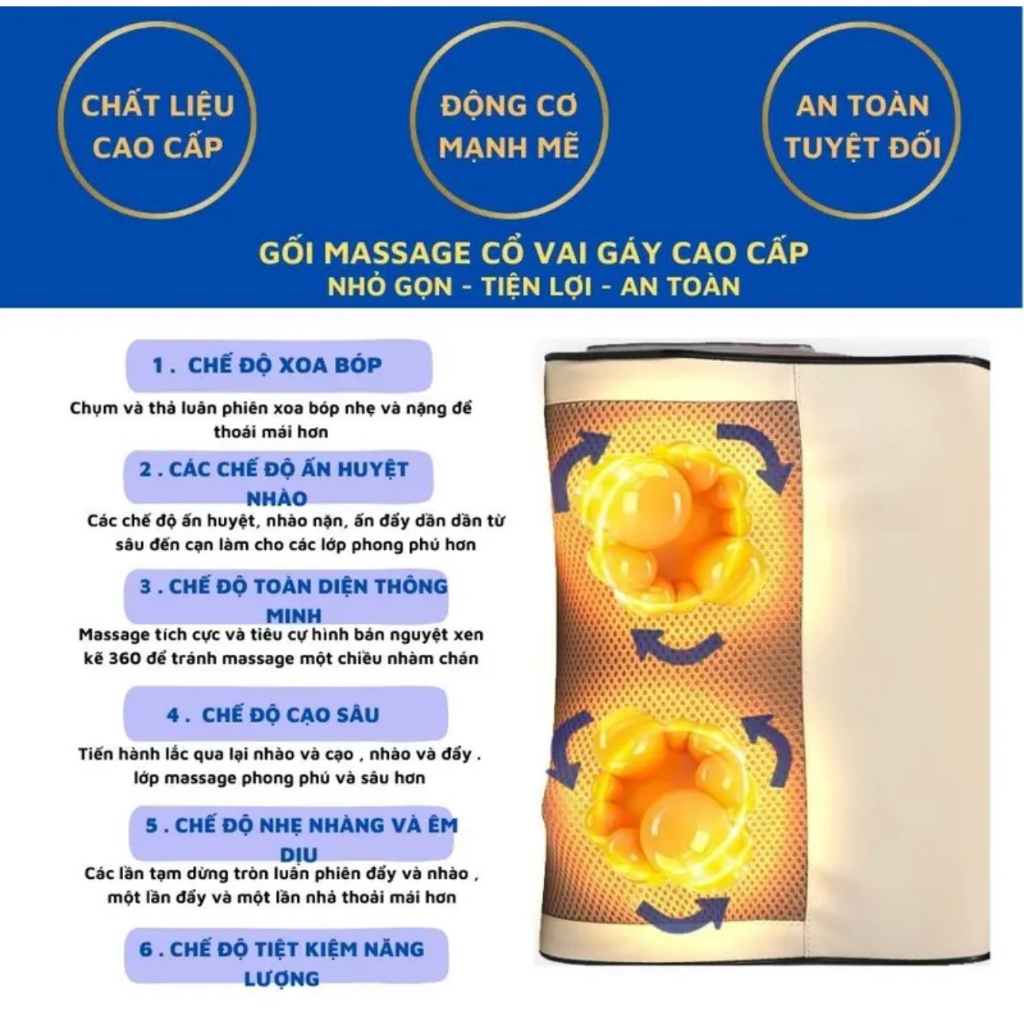 Gối Massage Vai Gáy Cổ 20 Bi. Máy Massage Hồng Ngoại Loại 1 Chính Hãng Công Nghệ Nhật Bản (Mẫu Mới Nhất 2023)