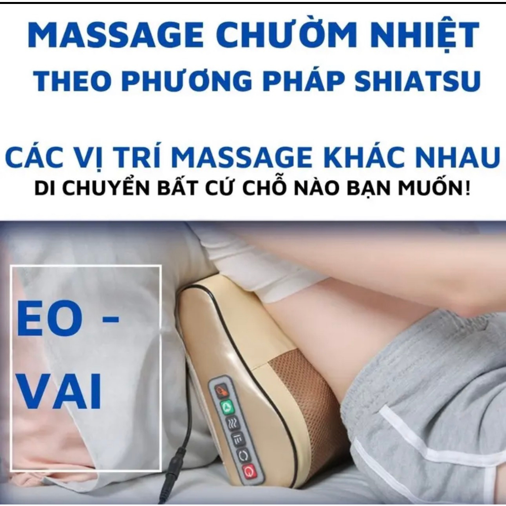 Gối Massage Vai Gáy Cổ 20 Bi. Máy Massage Hồng Ngoại Loại 1 Chính Hãng Công Nghệ Nhật Bản (Mẫu Mới Nhất 2023)