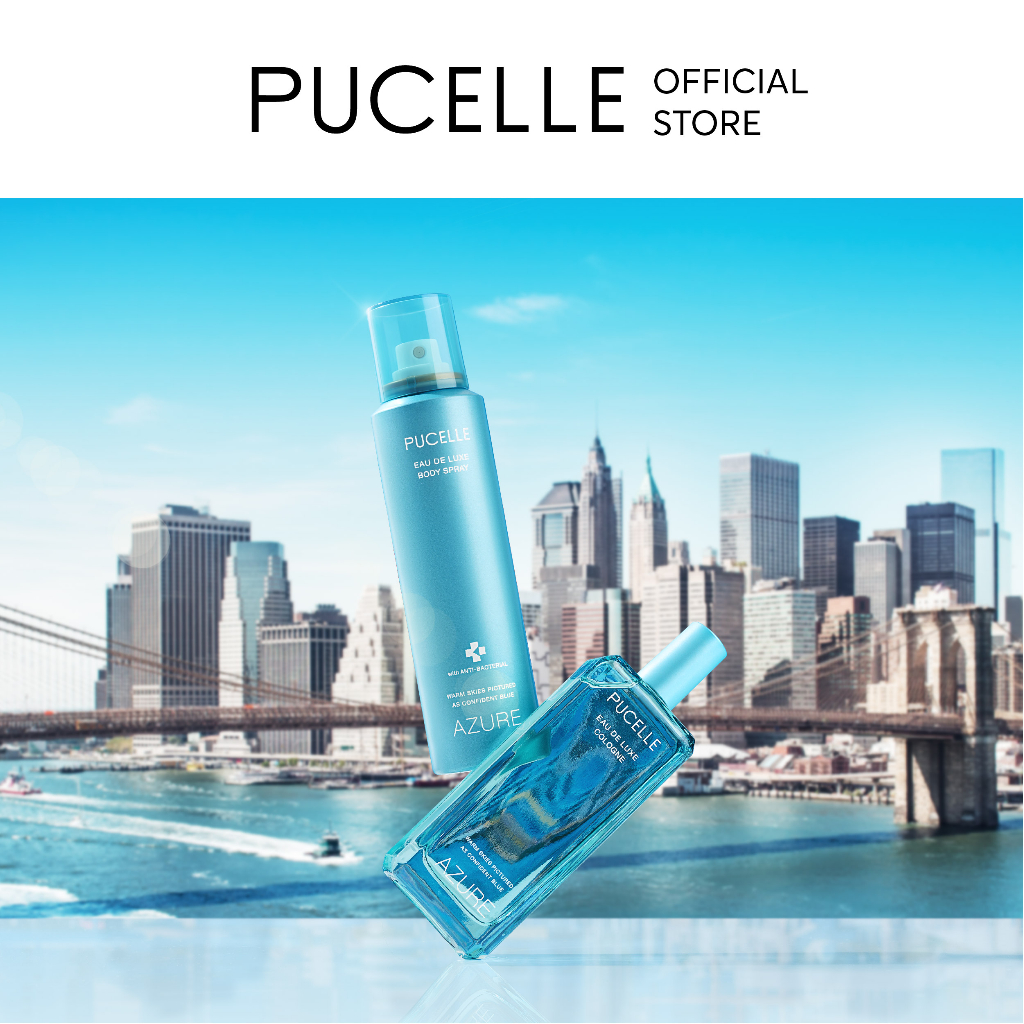 Nước hoa tươi mát thanh lịch PUCELLE Eau De Luxe Cologne Azure 100ml hương Trái Cây và Hoa Cỏ