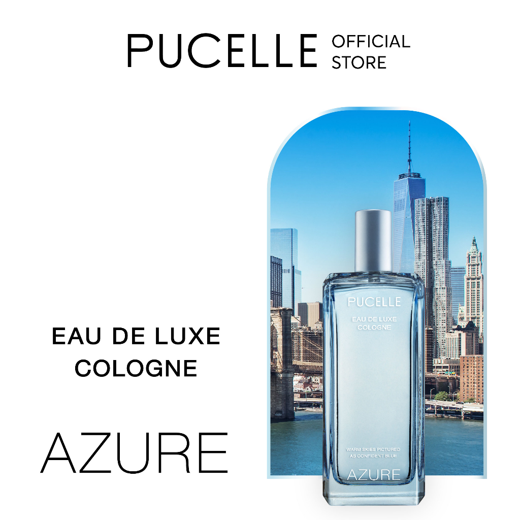 Nước hoa tươi mát thanh lịch PUCELLE Eau De Luxe Cologne Azure 100ml hương Trái Cây và Hoa Cỏ