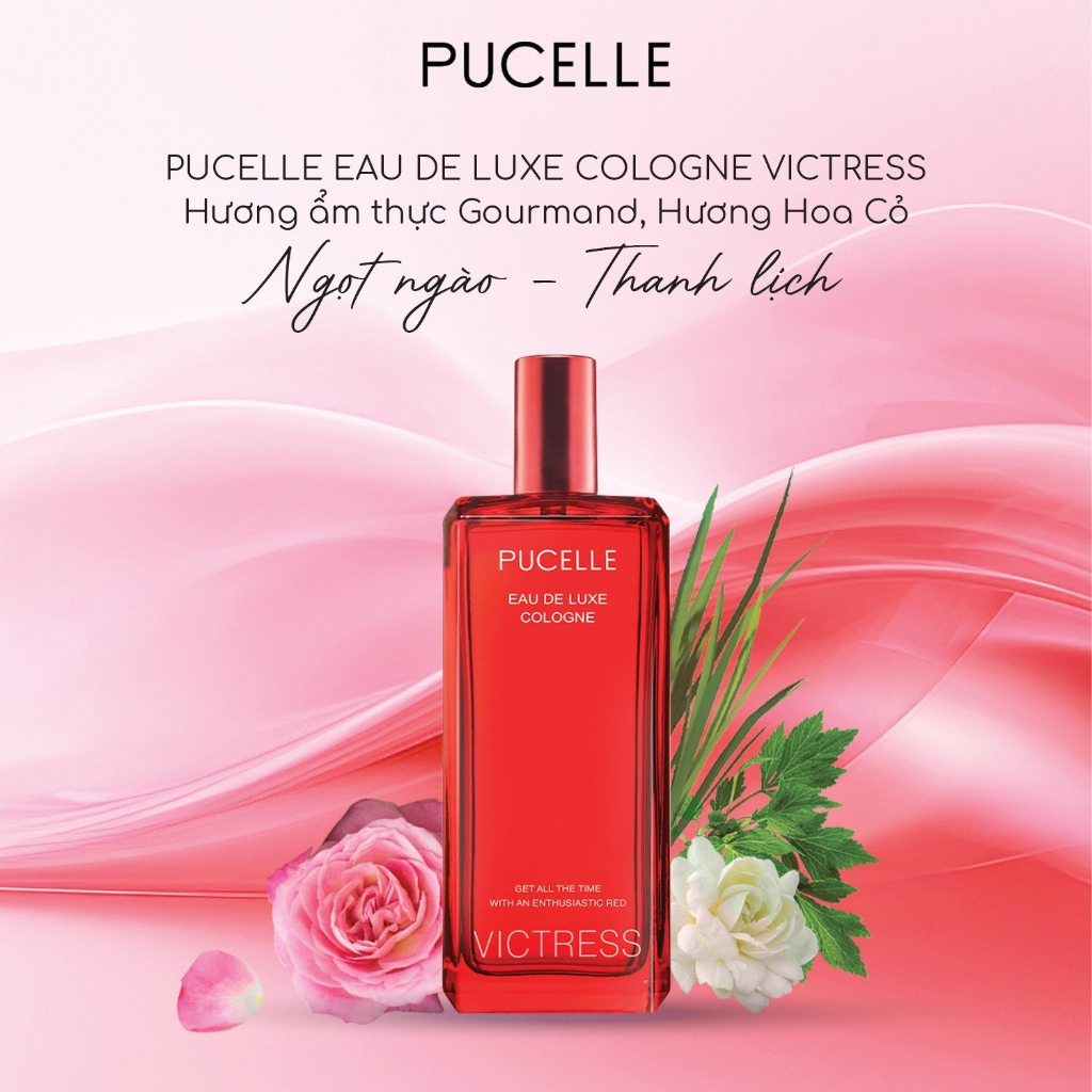 Nước hoa ngọt ngào quyến rũ PUCELLE Eau De Luxe Cologne Victress 100ml hương Hoa Cỏ và hương Gourmand