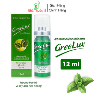 Xịt Thơm Miệng Greelux Fresh Mint Thảo Dược 12ml (vị cay mát nhẹ nhàng) - Khử Mùi Hôi Miệng Greelux Vị Bạc Hà Bình Mini