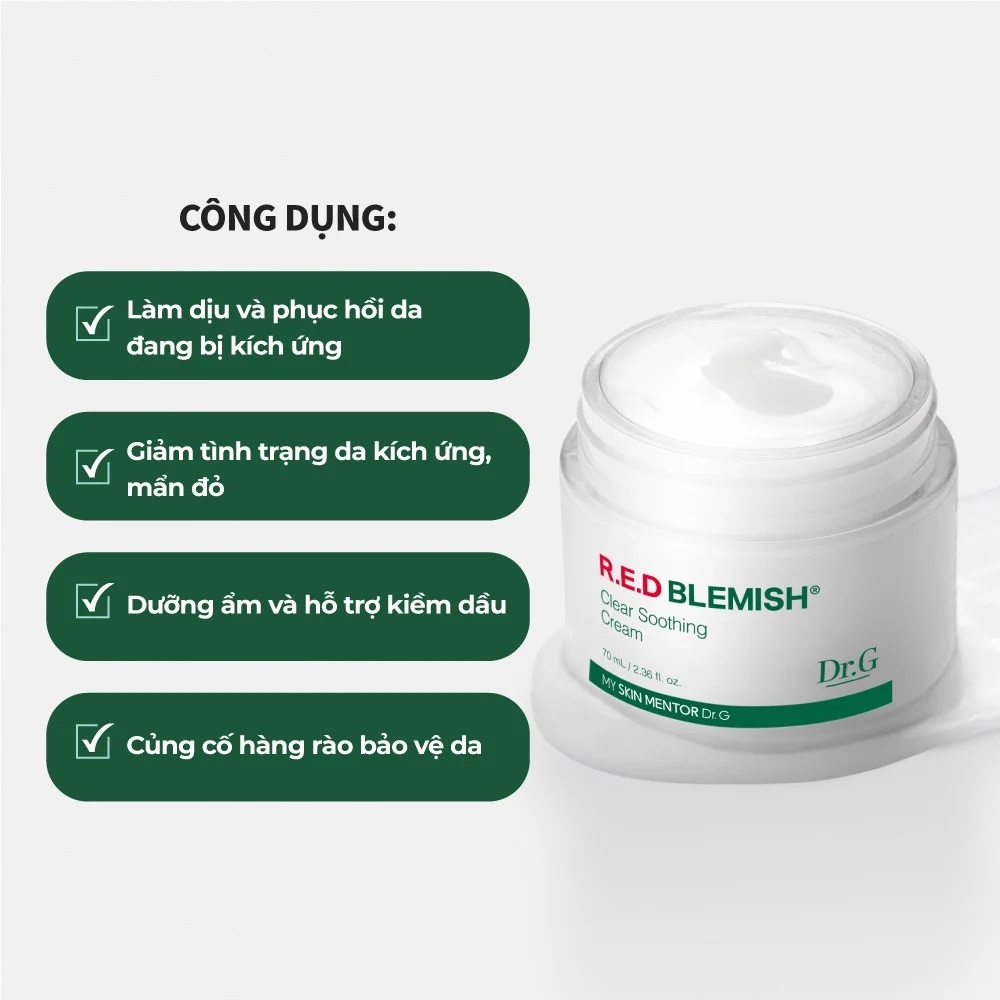Kem Dưỡng Ẩm Làm Dịu Da, Phục Hồi Dr.G R.E.D Blemish Clear Soothing Cream