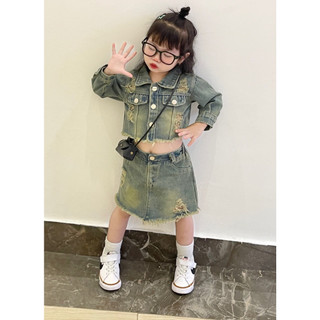 Set bộ váy bò cá tính cho bé gái chất đẹp