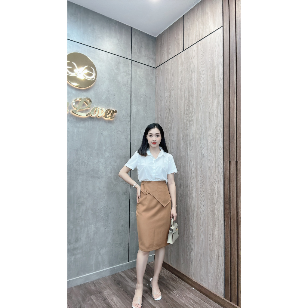 Chân váy công sở bút chì vạt tam giác thêu viền co dãn cao cấp EvaLover style Hàn Quốc