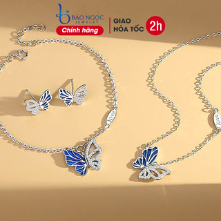 Bộ Trang Sức Bạc Nữ S925 3 Món Hình Bươm Bướm Blue Butterfly Tự Do, Trẻ Trung - BDM2320 - Bảo Ngọc Jewelry