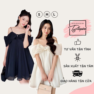  Váy 2 Dây Công Chúa Nơ Ngực Trễ Vai Xinh Xắn Nhẹ Nhàng 