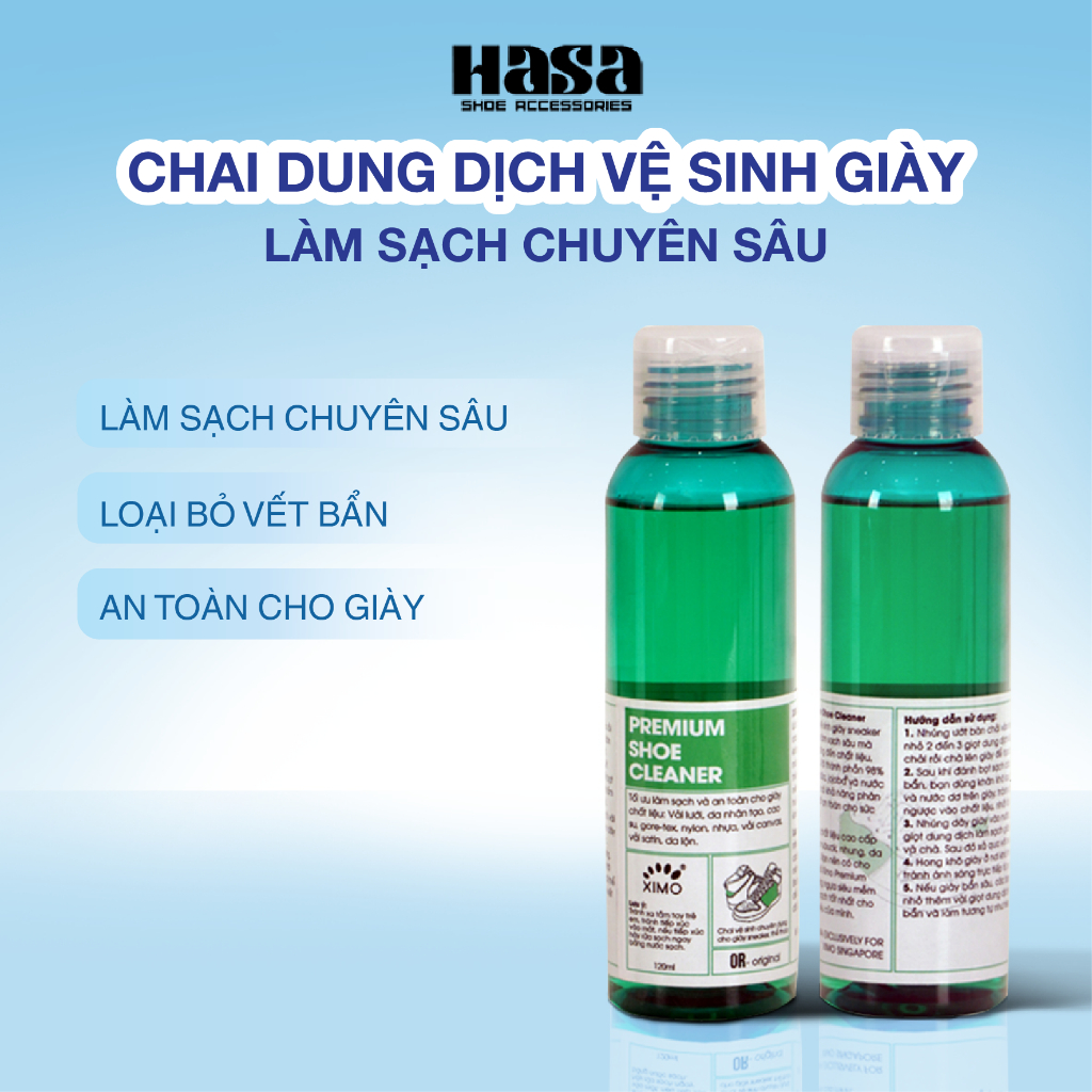 Chai Dung Dịch Vệ Sinh Giày Sneaker Premium Shoe Cleaner XIMO 120ml Làm Sạch Chuyên Sâu XI05 Chính Hãng