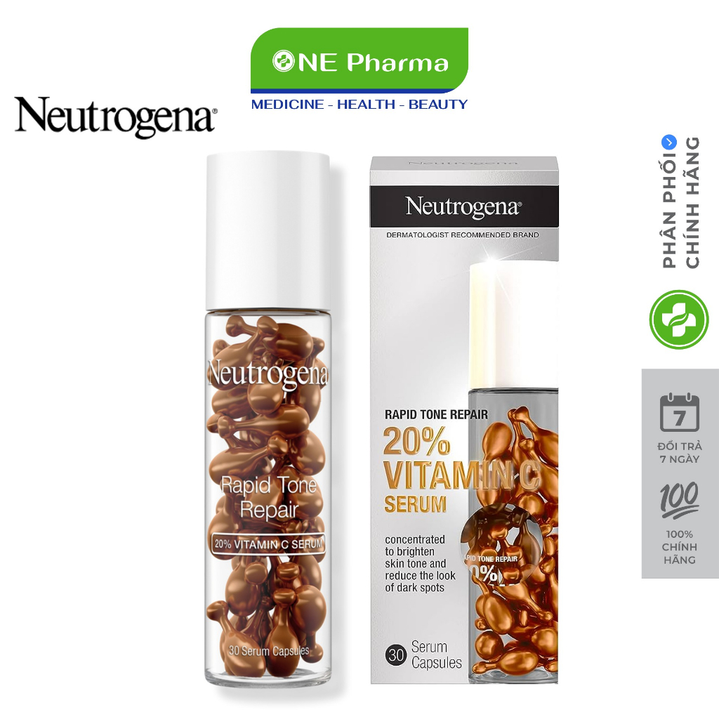 Tinh chất sáng da Neutrogena Rapid Tone Repair 20% Vitamin C (30 Viên)