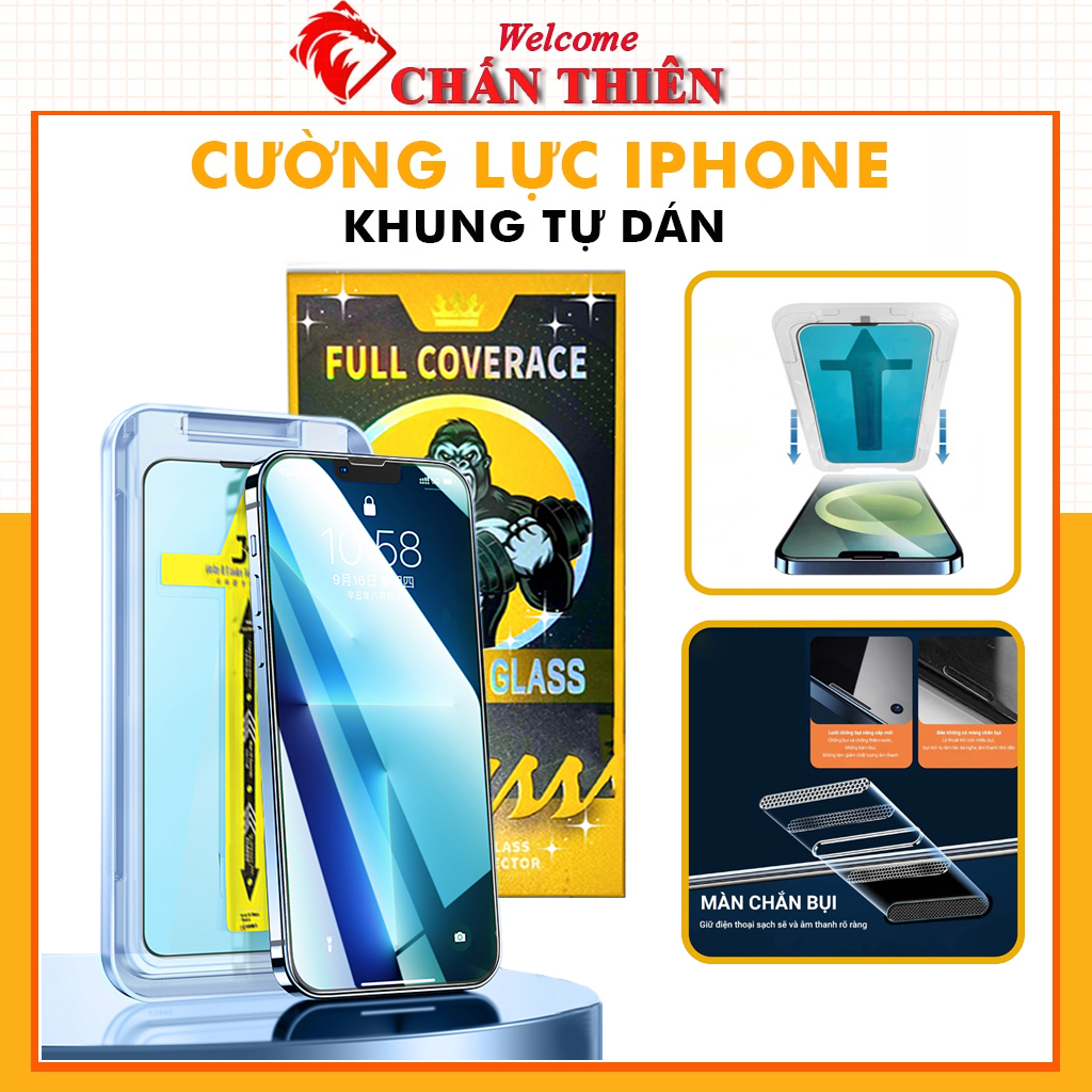 Cường lực chống nhìn trộm kingkong iphone 15 Promax 14 pro max 11 promax 13 12 7 8 plus x xr xs khung tự dán BLUE ARROW