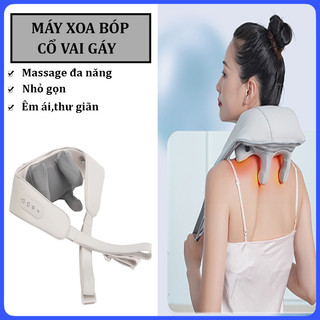 Máy massage xoa bóp cổ vai gáy Máy mát xa chườm nóng hồng ngoại Đai mát xa cổ vai gáy lưng giúp giảm đau mỏi