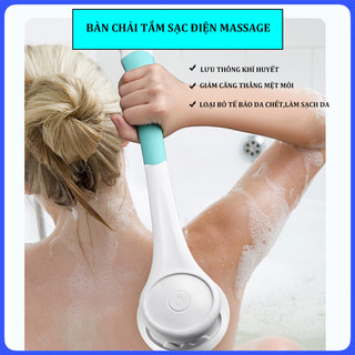 Bàn chải tắm điện bàn chải chà lưng cán dài 4 đầu thay thế Máy tắm điện toàn massage toàn thân