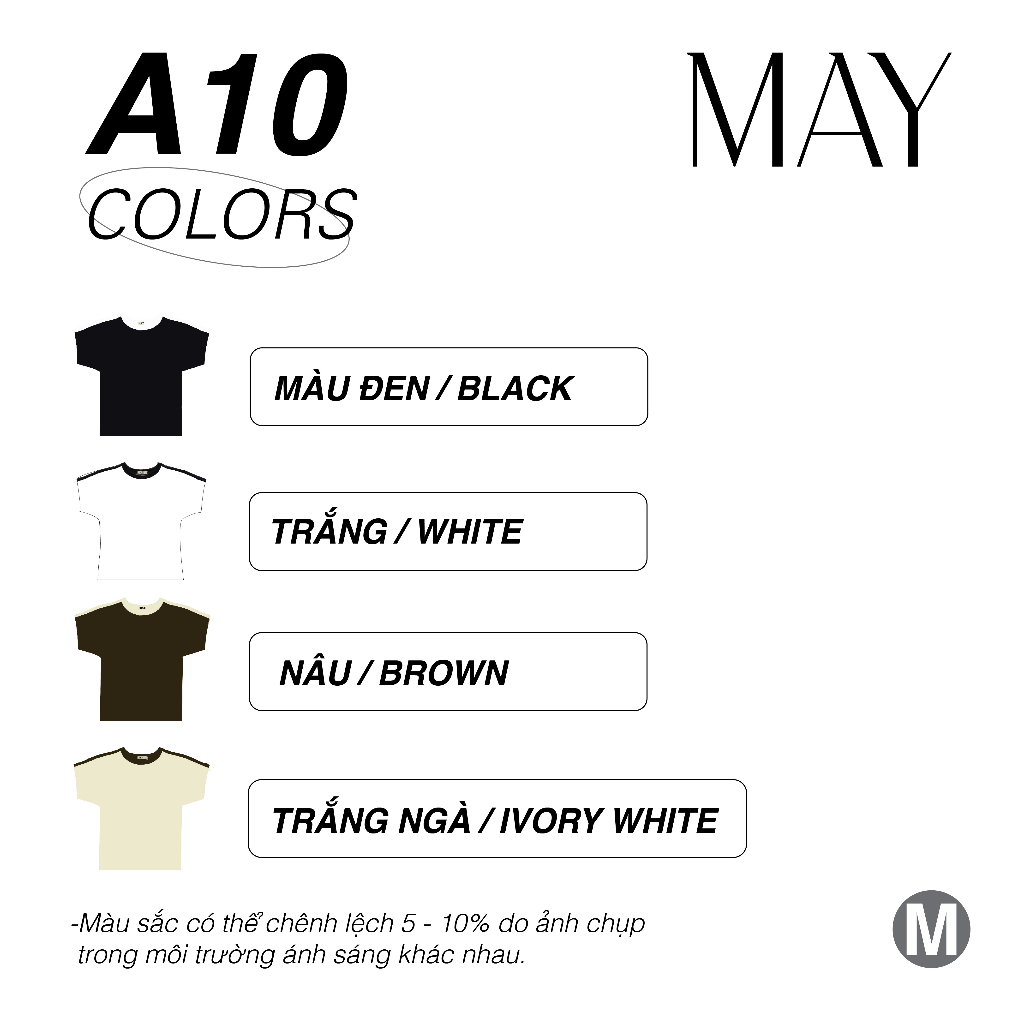 A10 - Áo Baby Tee Ôm Body Thun Co Dãn 4 Chiều Sọc Vai - Form Fit Body - Đen / Trắng / Trắng Ngà / Nâu