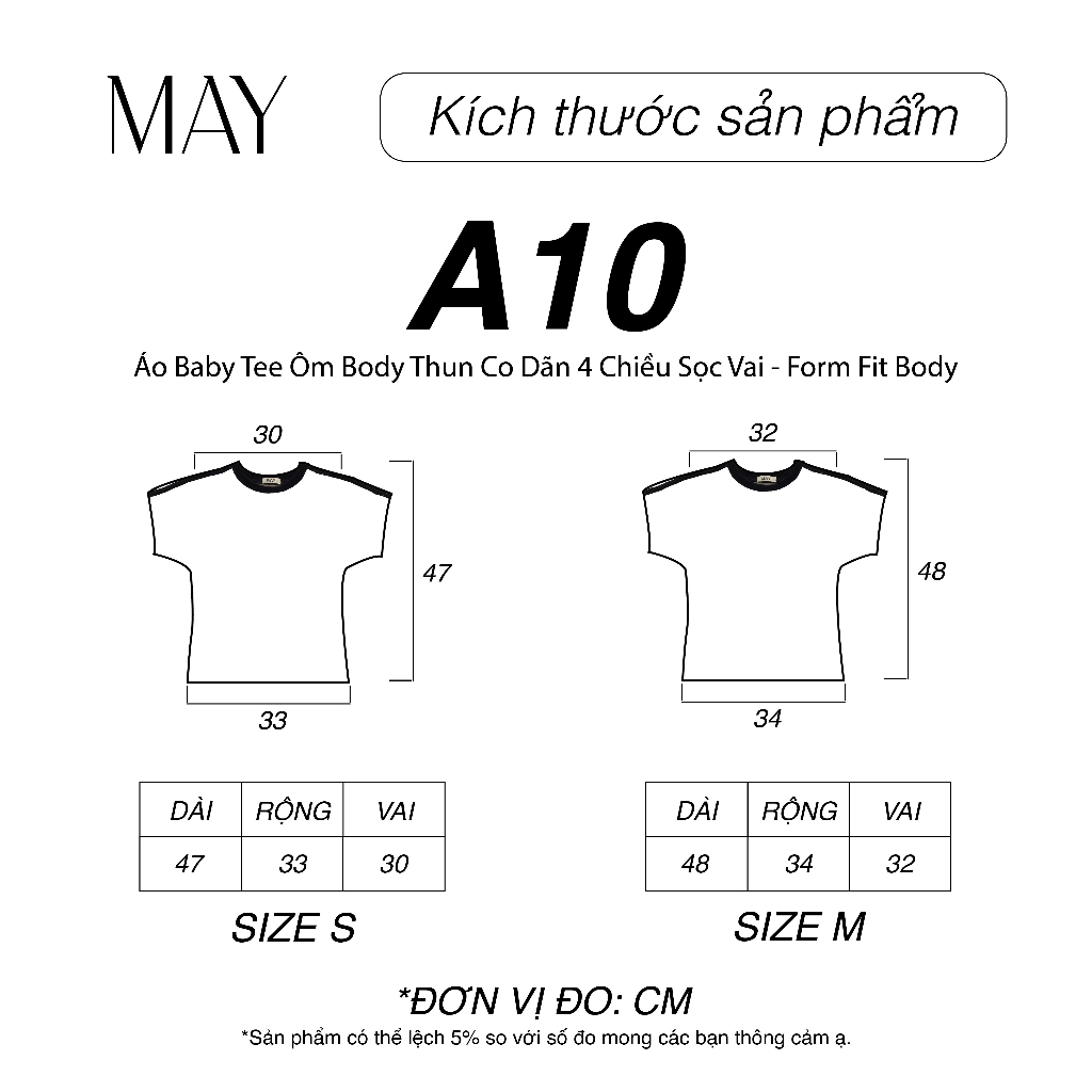 A10 - Áo Baby Tee Ôm Body Thun Co Dãn 4 Chiều Sọc Vai - Form Fit Body - Đen / Trắng / Trắng Ngà / Nâu