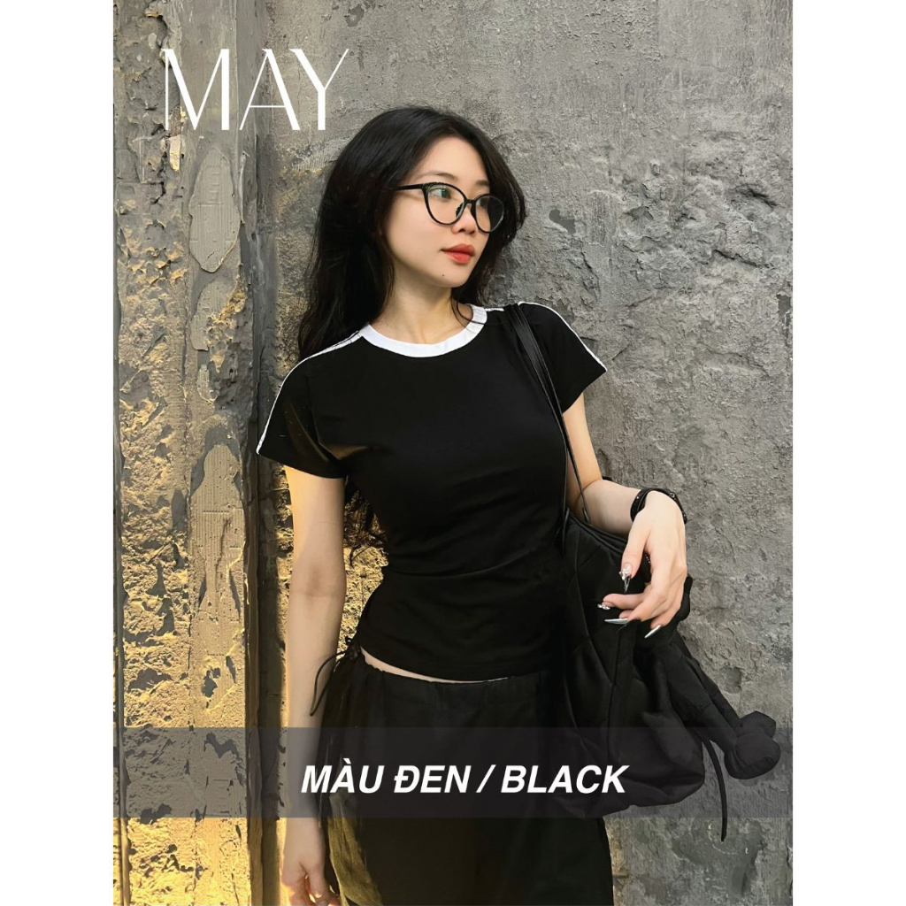 A10 - Áo Baby Tee Ôm Body Thun Co Dãn 4 Chiều Sọc Vai - Form Fit Body - Đen / Trắng / Trắng Ngà / Nâu