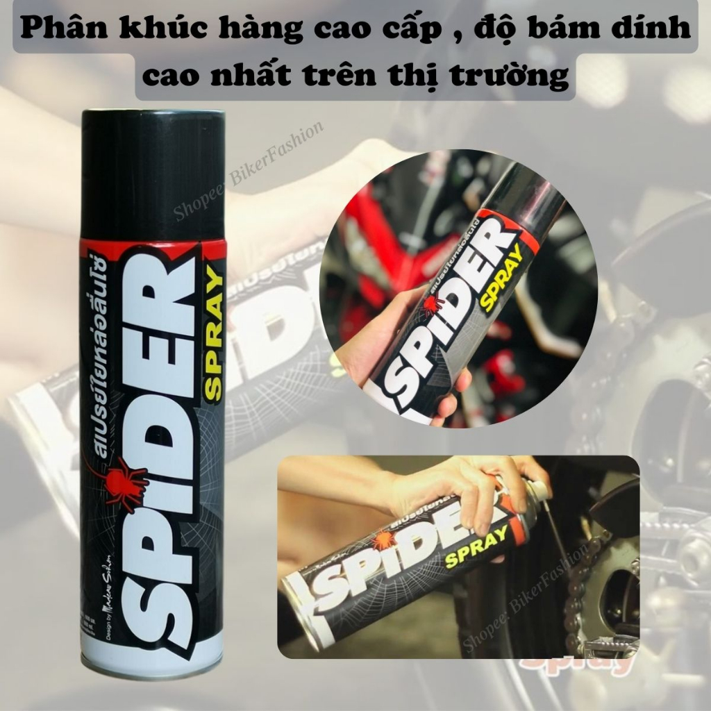 Combo Vệ Sinh Sên, Bôi Trơn Dưỡng Sên SPIDER Spray, Rửa Sên WOW và bàn chải sên chuyên nghiệp