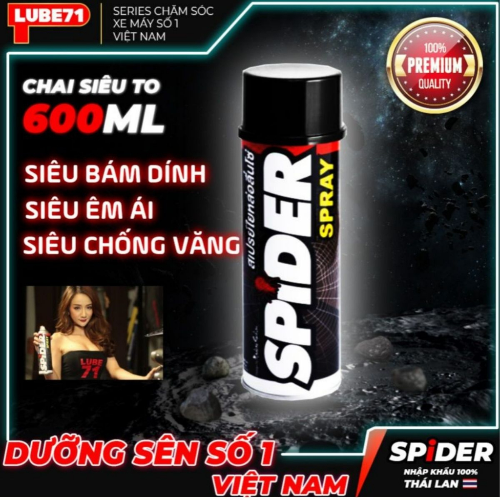 Combo Vệ Sinh Sên, Bôi Trơn Dưỡng Sên SPIDER Spray, Rửa Sên WOW và bàn chải sên chuyên nghiệp