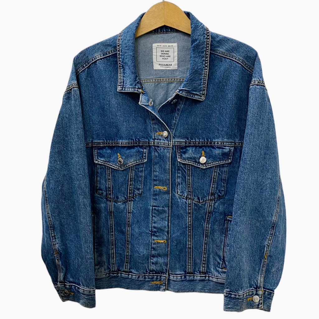 Áo Khoác Jean Tay Dài 2hand Unisex, Áo Khoác Denim Croptop Và Form To Nam Nữ Mùa Hè Secondhand