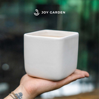 Chậu Men Bát Tràng - Dáng vuông nhưng lại bo góc tròn, trồng sen đá - xương rồng thì khỏi bàn | Joy Garden