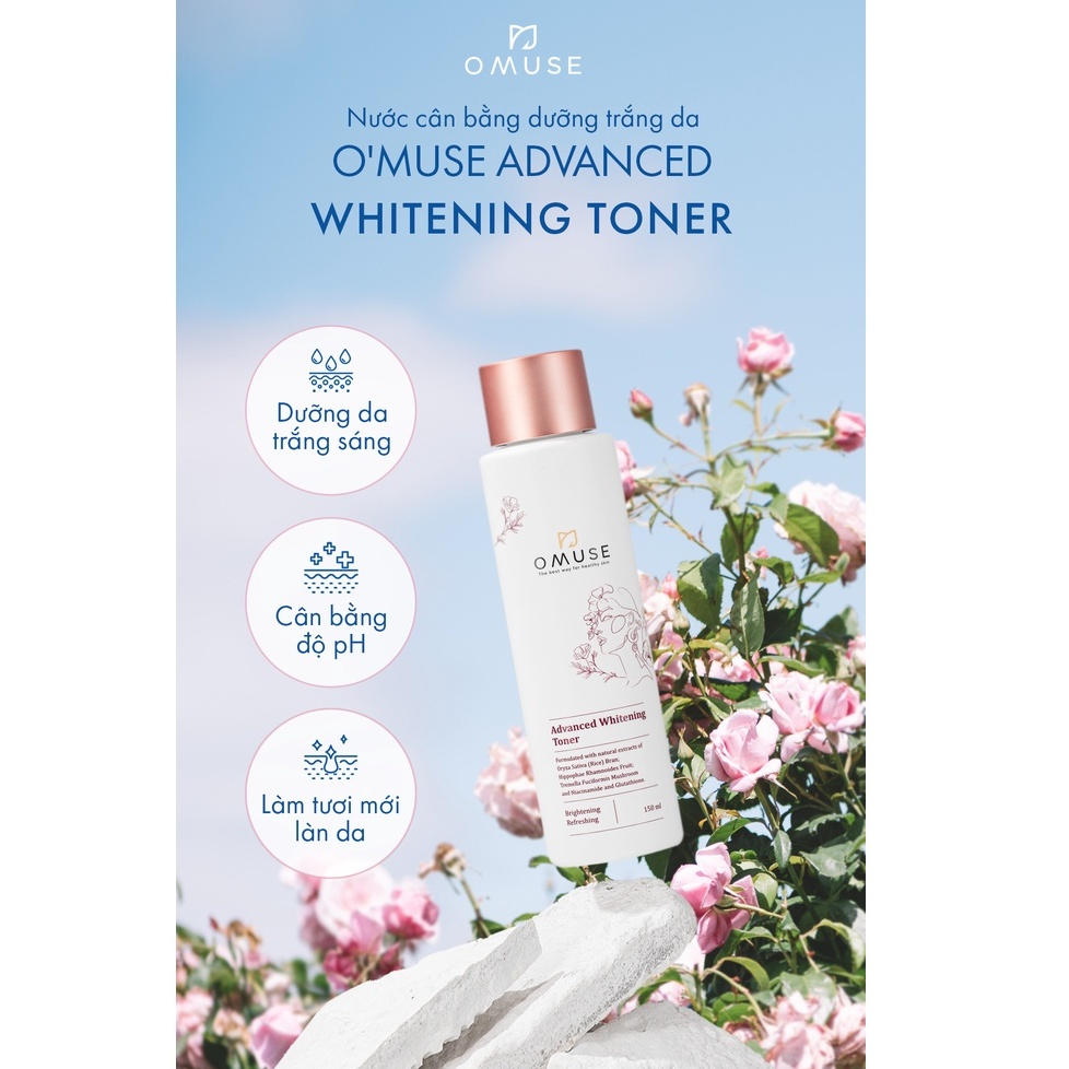 Nước Hoa Hồng Dưỡng Trắng Và Cân Bằng Độ Ẩm Da Omuse Advanced Whitening Toner 150ml | BigBuy360 - bigbuy360.vn