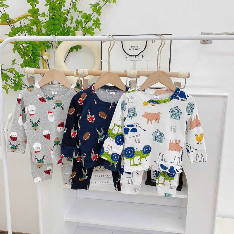 BỘ COTTON BOZIP DÀI TAY BÉ TRAI BÉ GÁI NHIỀU HOẠ TIẾT HÀNG XUẤT DƯ