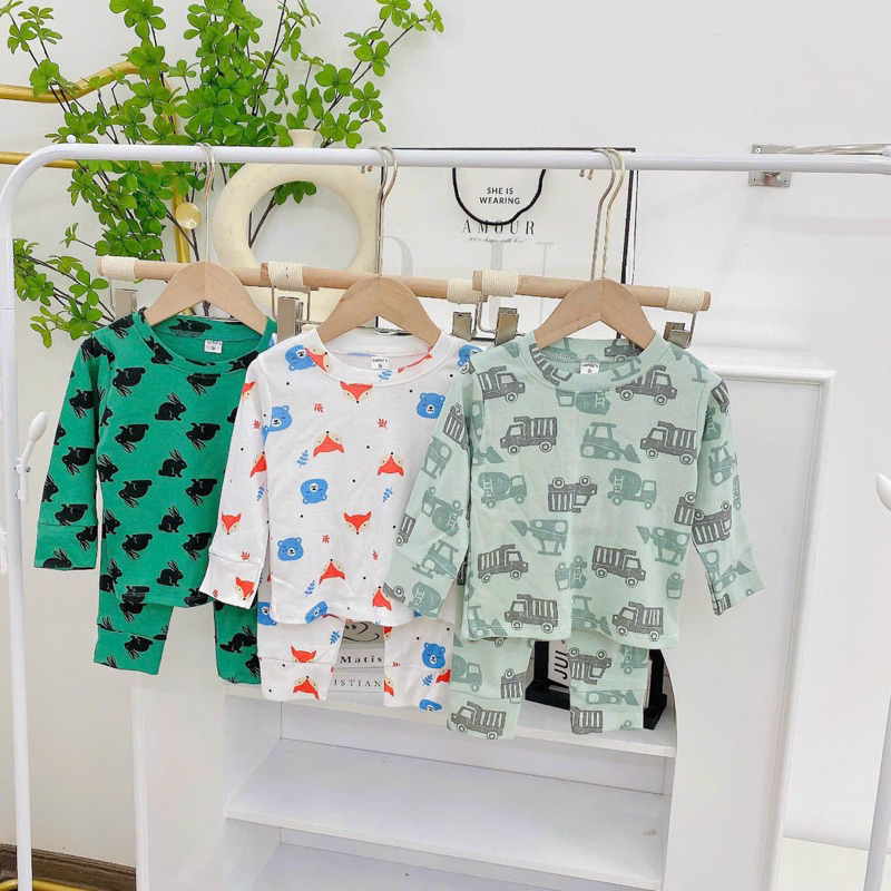 BỘ COTTON BOZIP DÀI TAY BÉ TRAI BÉ GÁI NHIỀU HOẠ TIẾT HÀNG XUẤT DƯ