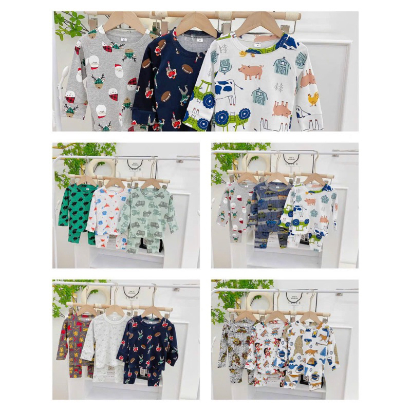 BỘ COTTON BOZIP DÀI TAY BÉ TRAI BÉ GÁI NHIỀU HOẠ TIẾT HÀNG XUẤT DƯ