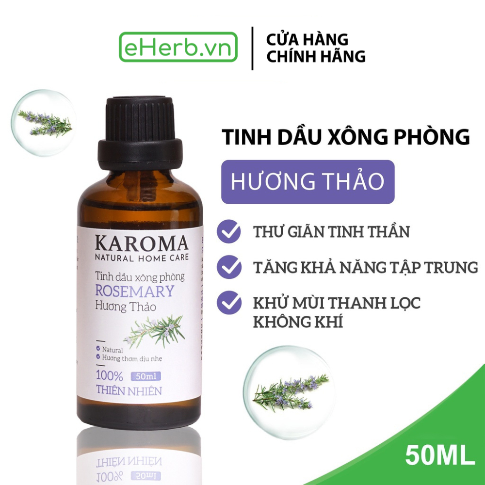 Tinh dầu xông phòng hương thảo KAROMA - Rosemary, cao cấp nhập khẩu, tinh dầu nguyên chất thư giãn MILAGANIC 50ml (Chai)