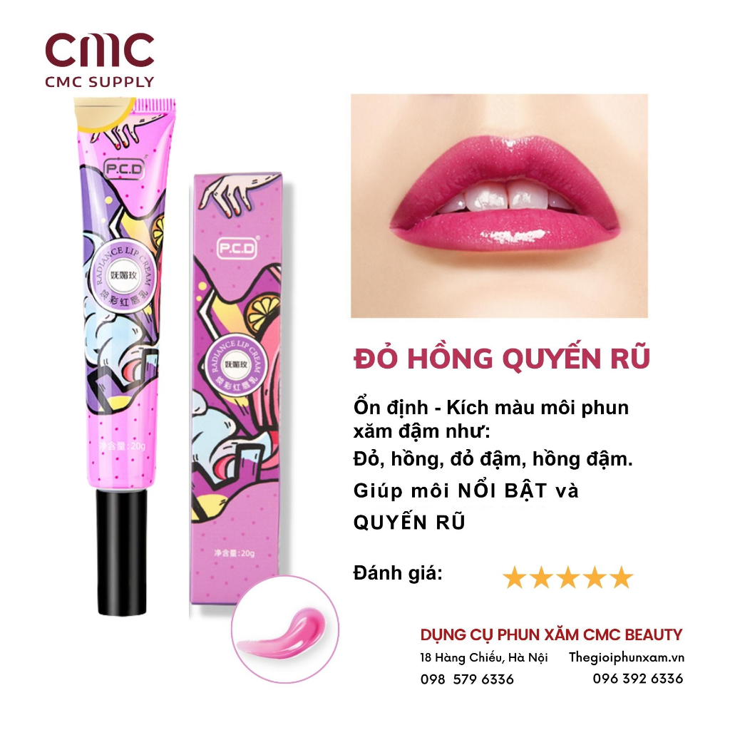 Dưỡng kích màu môi PCD 20g Radiance Lip Cream chính hãng, son dưỡng sau xăm