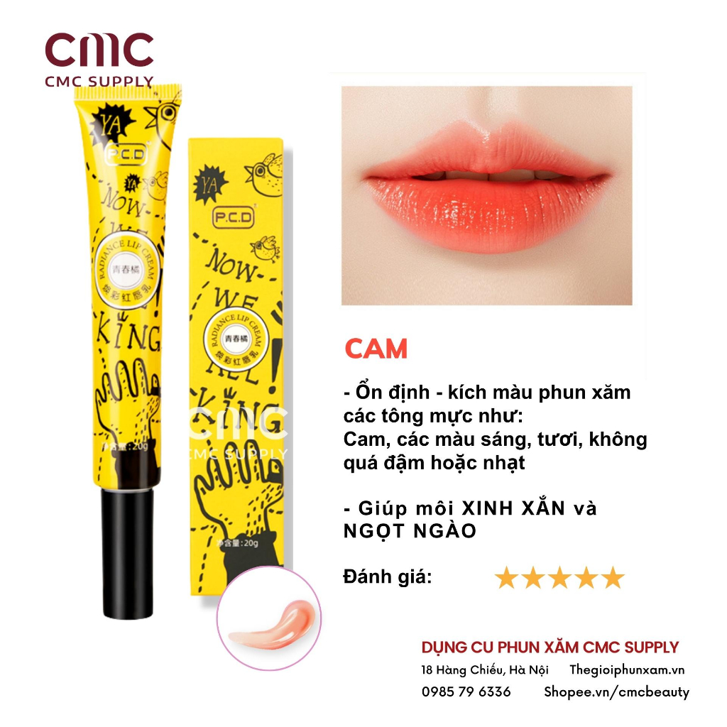 Dưỡng kích màu môi PCD 20g Radiance Lip Cream chính hãng, son dưỡng sau xăm