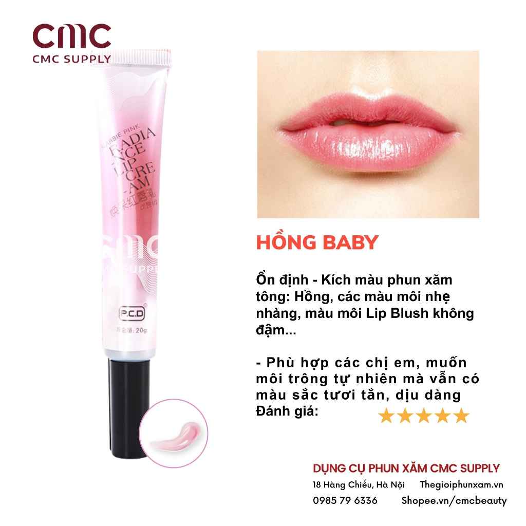 Dưỡng kích màu môi PCD 20g Radiance Lip Cream chính hãng, son dưỡng sau xăm