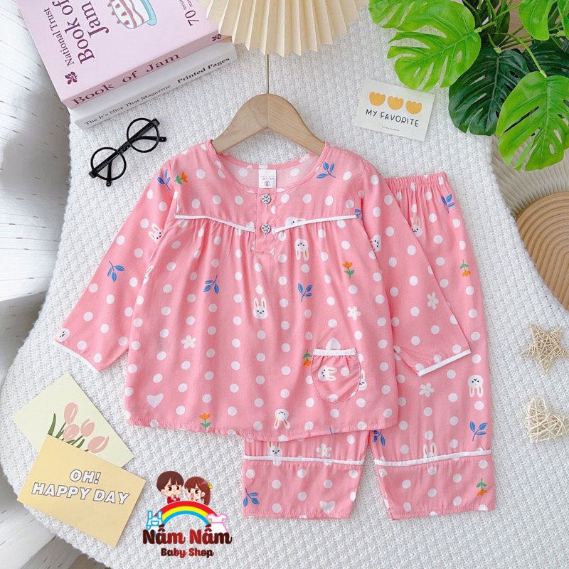 Bộ tay dài quần dài bé gái chất lanh/tole Bảo Sam