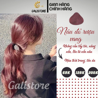  Thuốc nhuộm tóc Nâu đỏ Rượu Vang Không cần tẩy tóc nâng nền kèm oxy trợ nhuộm Galistore 