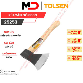 Búa rìu cán gỗ 600g Tolsen 25253 - Hàng xuất khẩu Châu Âu dienmayvn