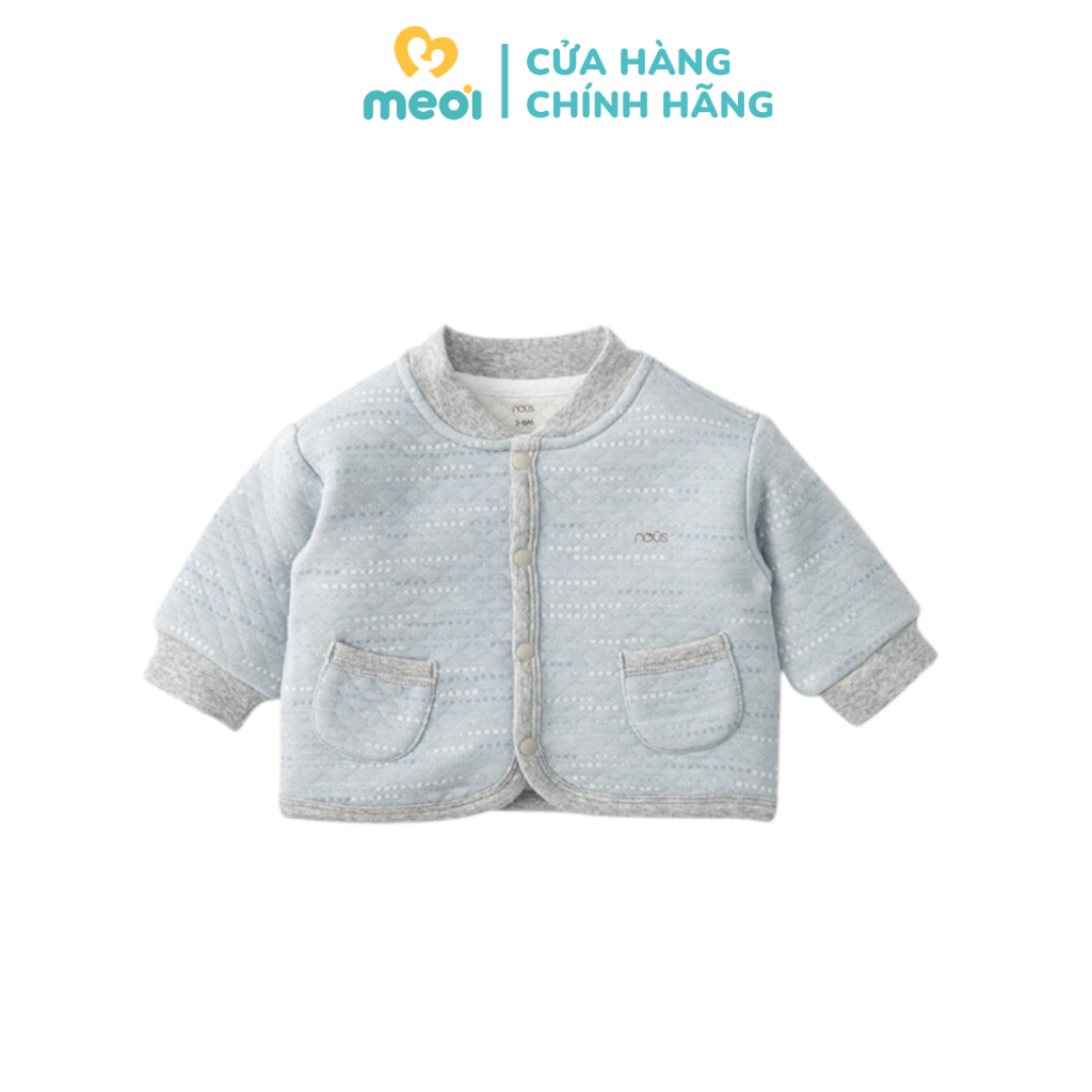 Áo khoác chân bông xanh lam mềm mịn Nous giúp giữ ấm cơ thể cho bé từ 3M-18M