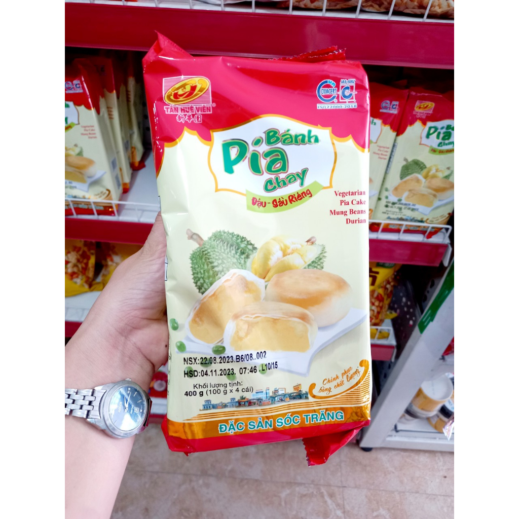 Bánh pía Tân Huê Viên 400g Đậu Sầu Riêng . Pía Chay Pía Trứng Gói 4 Chiếc luôn cập nhập date mới