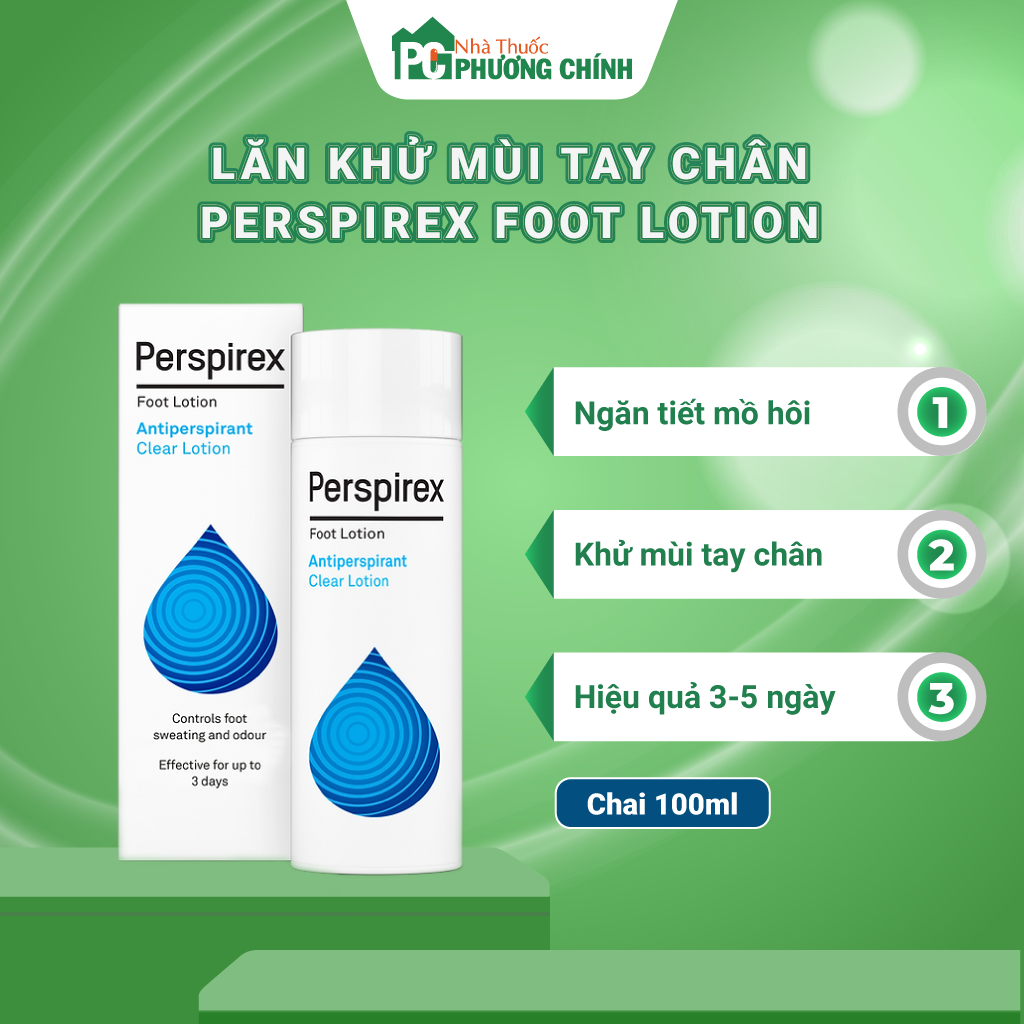 Lăn Khử Mùi Tay Chân Perspirex Hand and Foot Lotion - Ngăn Mùi Và Mồ Hôi Từ 3 - 7 Ngày (Chai 100ml)