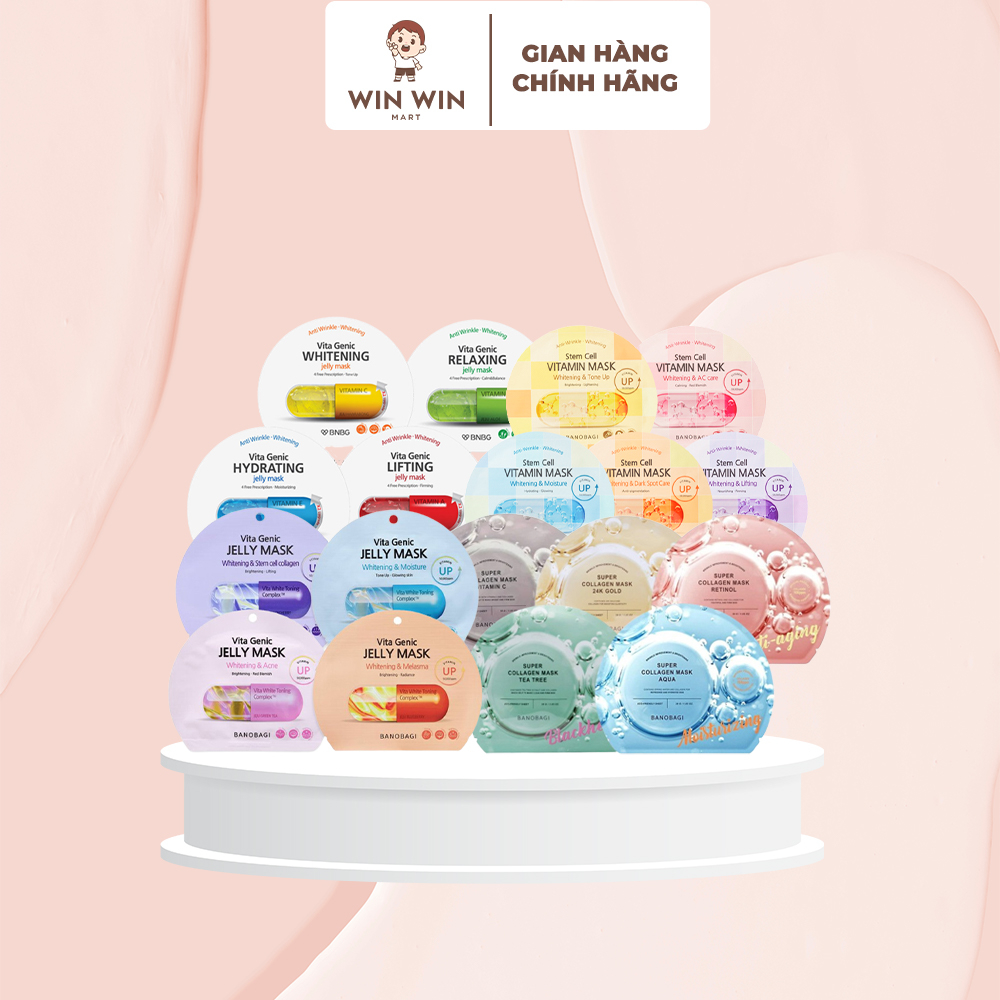 Mặt Nạ Giấy Banobagi Vita Genic Jelly Mask, Stem Cell, Collagen Bổ Sung Vitamin Dưỡng Da Thần Thánh Hàn Quốc 30ml
