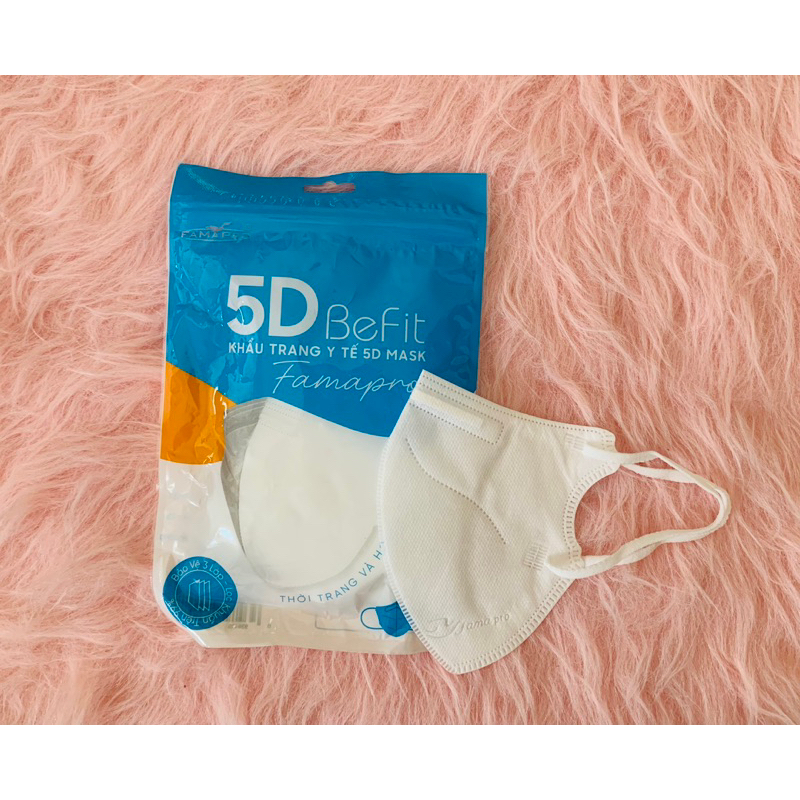 [KHẨU TRANG 5D BEFIT] KHẨU TRANG Y TẾ 3 LỚP KHÁNG KHUẨN FAMAPRO 10CÁI/BỊCH