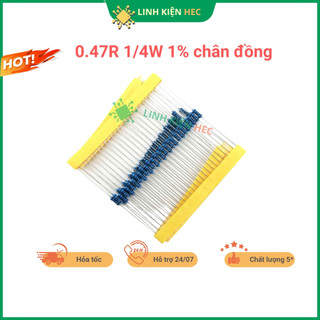 Điện trở vạch 1/4w 0.47r 1% chân đồng combo 50 con linhkienhec