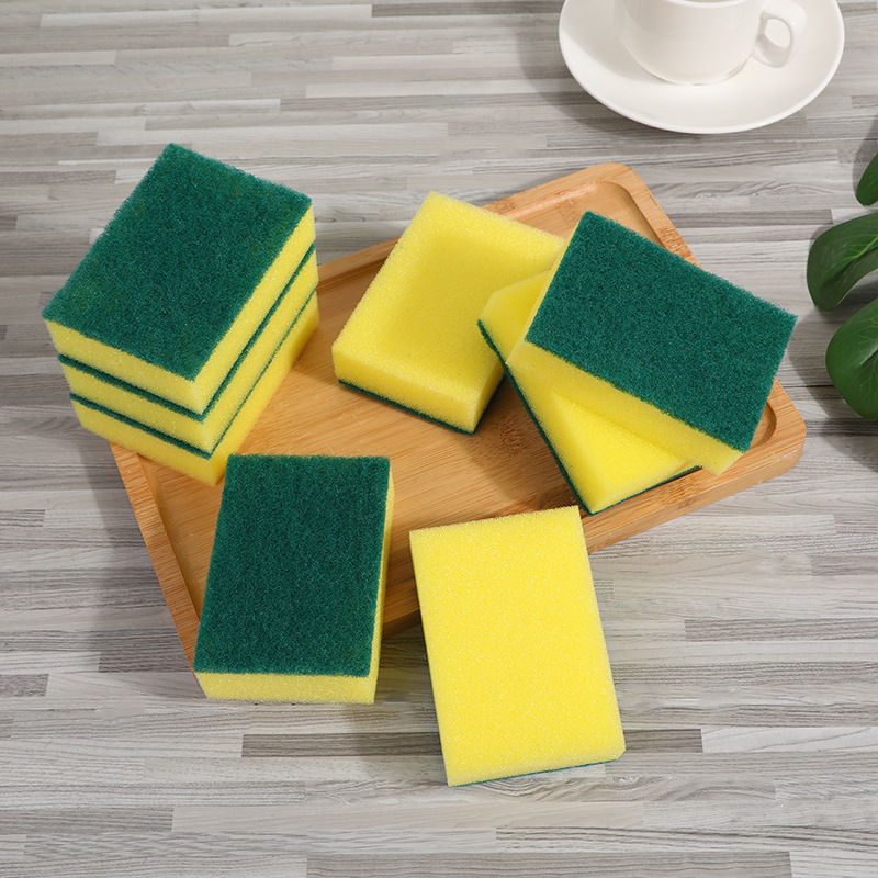 Miếng xốp bọt biển rửa chén bát 2 mặt xanh vàng - Miếng bọt biển cọ rửa xoong nồi đa năng, tiện dụng