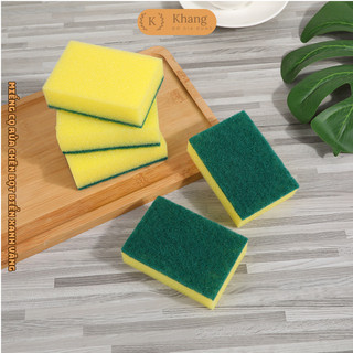 Miếng xốp bọt biển rửa chén bát 2 mặt xanh vàng - Miếng bọt biển cọ rửa xoong nồi đa năng, tiện dụng