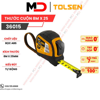 Thước Cuộn Bấm Rút Công Nghiệp 25mm*10m Tolsen 36016 - Hàng xuất khẩu Châu Âu dienmayvn